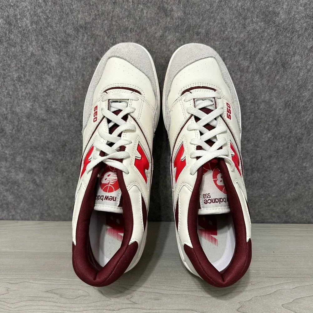 New Balance 550 Sneakers Mens Size 12 Sea Salt‎ True Red Leather Suede Classic